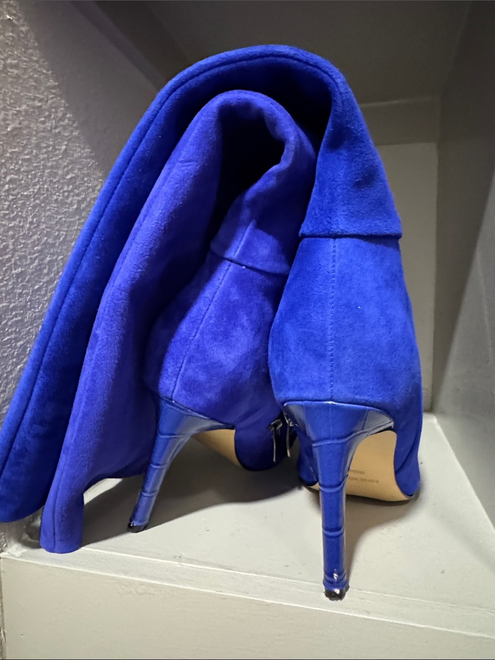 NINE WEST Blue Suede Knee-High Stiletto Boots, 9.5 - Picture 5 of 5